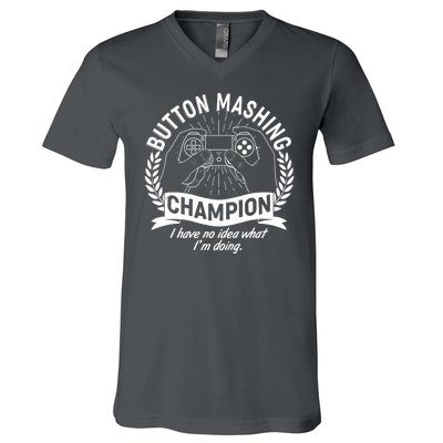 Funny Button Mashing Champion Video Gamer V-Neck T-Shirt