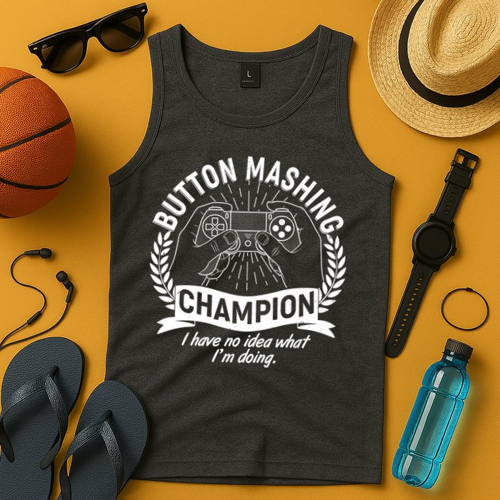 Funny Button Mashing Champion Video Gamer Tank Top