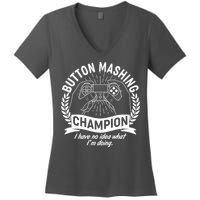 Funny Button Mashing Champion Video Gamer Women's V-Neck T-Shirt