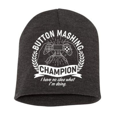 Funny Button Mashing Champion Video Gamer Short Acrylic Beanie