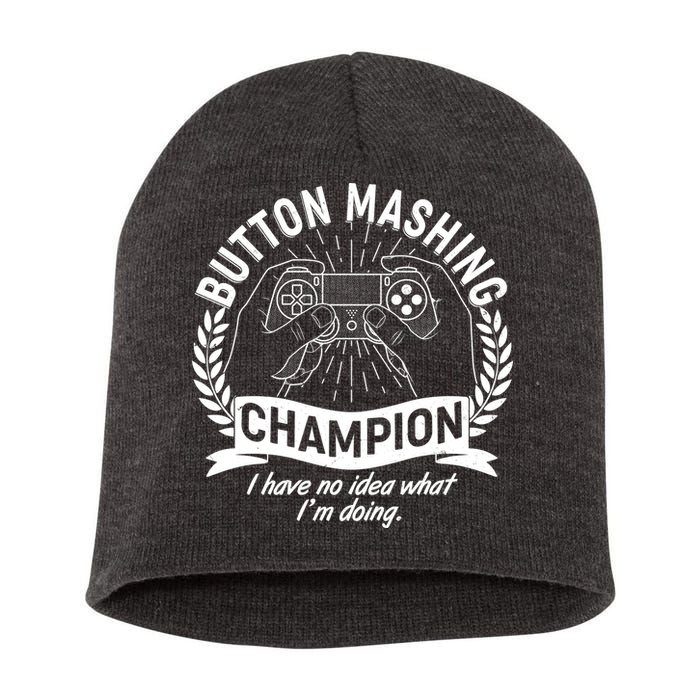 Funny Button Mashing Champion Video Gamer Short Acrylic Beanie