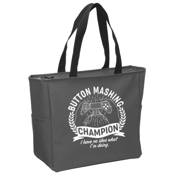 Funny Button Mashing Champion Video Gamer Zip Tote Bag