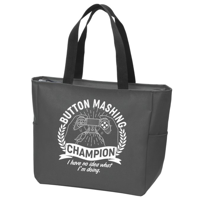 Funny Button Mashing Champion Video Gamer Zip Tote Bag