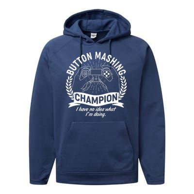 Funny Button Mashing Champion Video Gamer Performance Fleece Hoodie