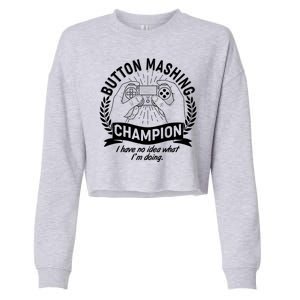 Funny Button Mashing Champion Video Gamer Cropped Pullover Crew