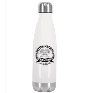 Funny Button Mashing Champion Video Gamer Stainless Steel Insulated Water Bottle