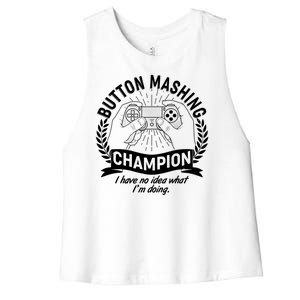 Funny Button Mashing Champion Video Gamer Women's Racerback Cropped Tank