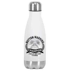 Funny Button Mashing Champion Video Gamer Stainless Steel Insulated Water Bottle