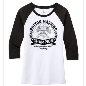 Funny Button Mashing Champion Video Gamer Women's Tri-Blend 3/4-Sleeve Raglan Shirt