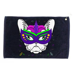 French Bulldog Mardi Gras Cute Dog Puppy Masquerade Party Grommeted Golf Towel