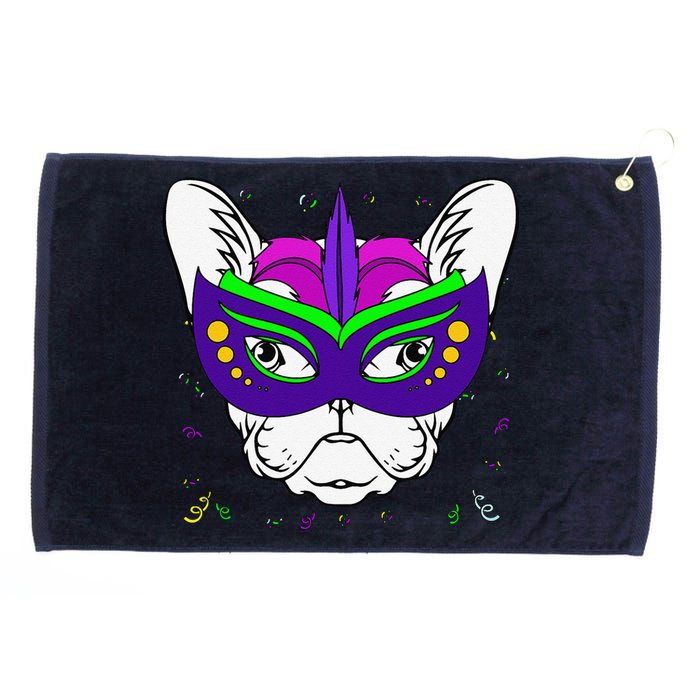 French Bulldog Mardi Gras Cute Dog Puppy Masquerade Party Grommeted Golf Towel