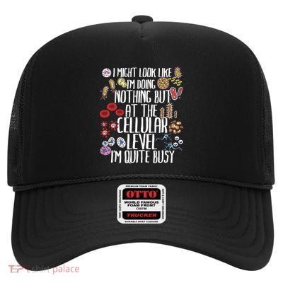 Funny Biology Microbiology Teacher Cellular Botany Molecule High Crown Mesh Back Trucker Hat