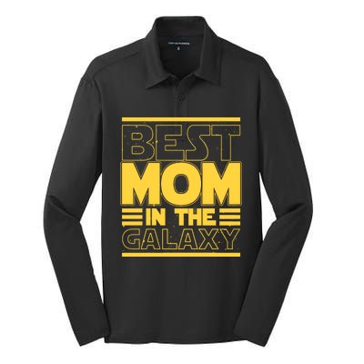 Funny Best Mom In The Galaxy SciFi Fan Silk Touch Performance Long Sleeve Polo