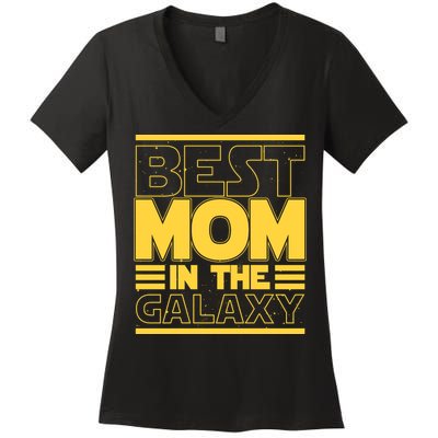 Funny Best Mom In The Galaxy SciFi Fan Women's V-Neck T-Shirt