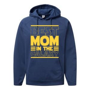 Funny Best Mom In The Galaxy SciFi Fan Performance Fleece Hoodie