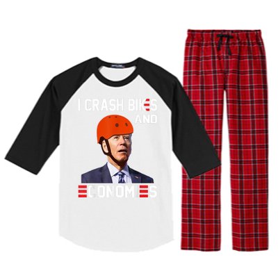 Funny Biden Meme I Crash Bikes And Economies Funny Joe Biden Falling Off Bike Raglan Sleeve Pajama Set