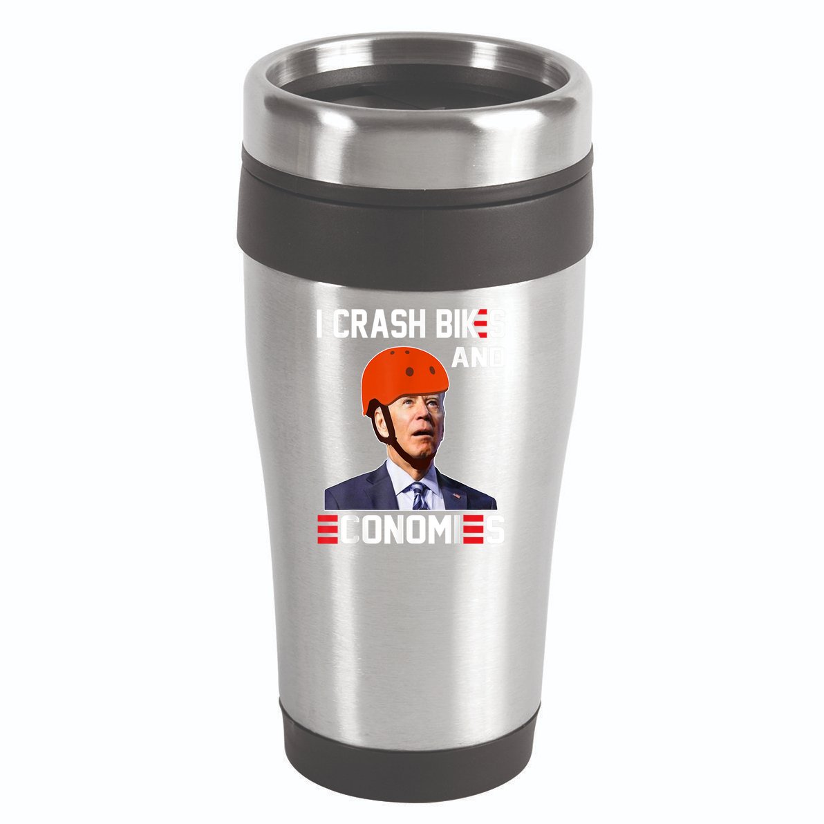 Funny Biden Meme I Crash Bikes And Economies Funny Joe Biden Falling Off Bike 16oz Travel Tumbler