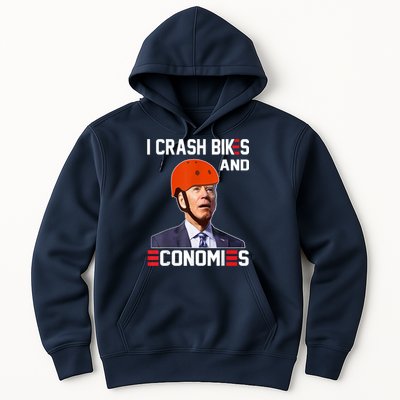 Funny Biden Meme I Crash Bikes And Economies Funny Joe Biden Falling Off Bike Hoodie