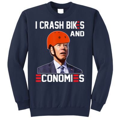 Funny Biden Meme I Crash Bikes And Economies Funny Joe Biden Falling Off Bike Sweatshirt