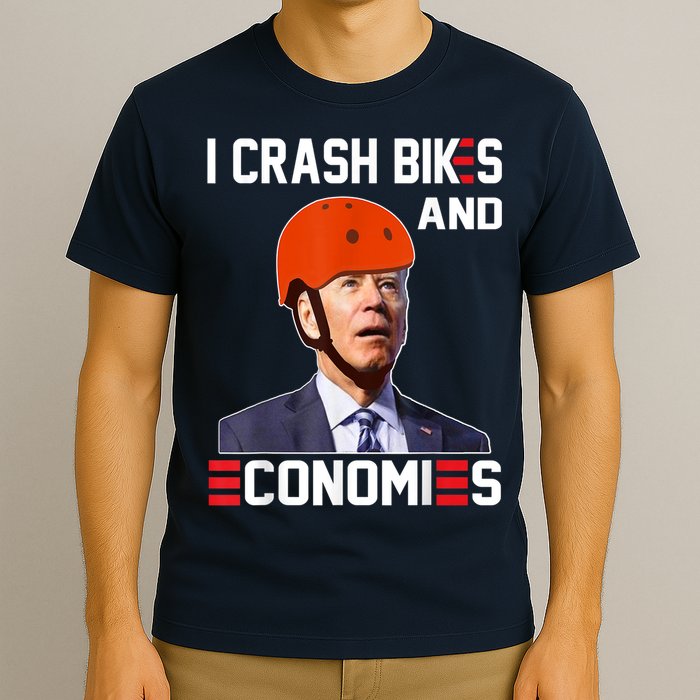 Funny Biden Meme I Crash Bikes And Economies Funny Joe Biden Falling Off Bike T-Shirt
