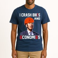 Funny Biden Meme I Crash Bikes And Economies Funny Joe Biden Falling Off Bike Tall T-Shirt