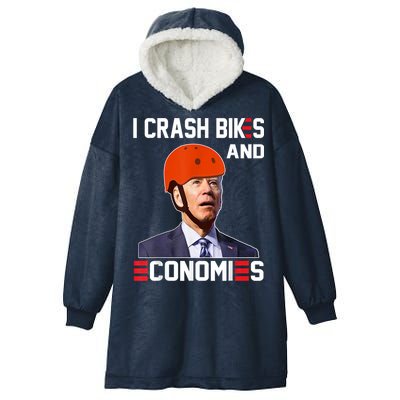 Funny Biden Meme I Crash Bikes And Economies Funny Joe Biden Falling Off Bike Hooded Wearable Blanket