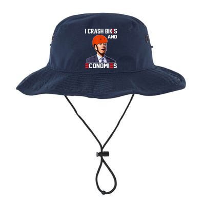 Funny Biden Meme I Crash Bikes And Economies Funny Joe Biden Falling Off Bike Bucket Hat