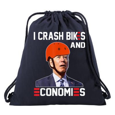 Funny Biden Meme I Crash Bikes And Economies Funny Joe Biden Falling Off Bike Drawstring Bag