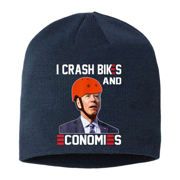 Funny Biden Meme I Crash Bikes And Economies Funny Joe Biden Falling Off Bike Sustainable Beanie