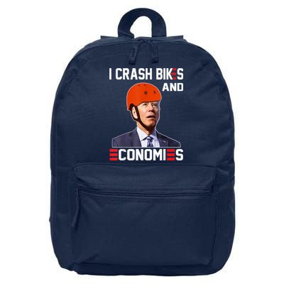 Funny Biden Meme I Crash Bikes And Economies Funny Joe Biden Falling Off Bike 16 in Basic Backpack