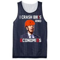 Funny Biden Meme I Crash Bikes And Economies Funny Joe Biden Falling Off Bike Mesh Reversible Basketball Jersey Tank