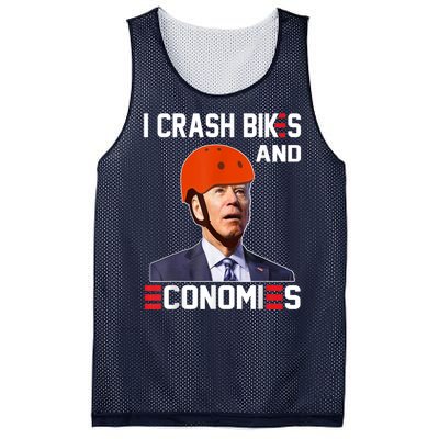 Funny Biden Meme I Crash Bikes And Economies Funny Joe Biden Falling Off Bike Mesh Reversible Basketball Jersey Tank