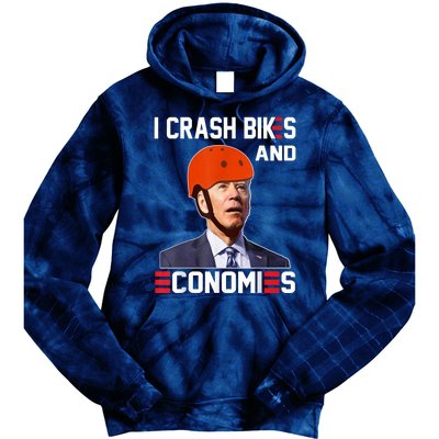 Funny Biden Meme I Crash Bikes And Economies Funny Joe Biden Falling Off Bike Tie Dye Hoodie