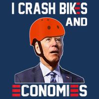 Funny Biden Meme I Crash Bikes And Economies Funny Joe Biden Falling Off Bike Women's V-Neck T-Shirt