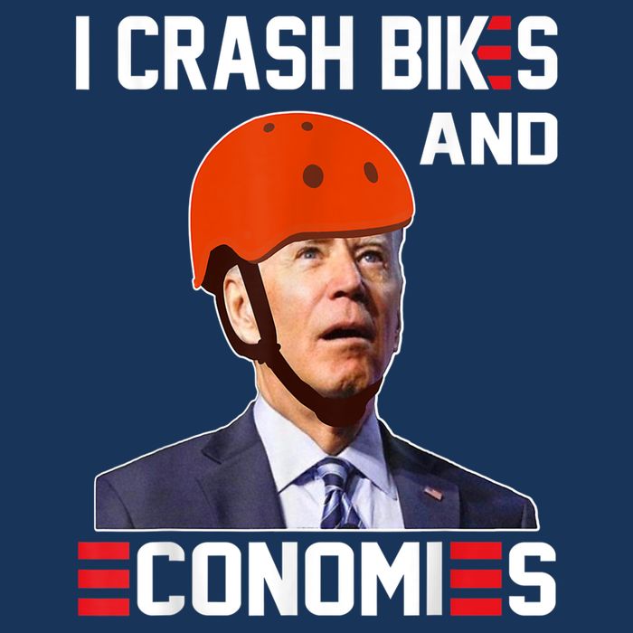 Funny Biden Meme I Crash Bikes And Economies Funny Joe Biden Falling Off Bike Women's V-Neck T-Shirt
