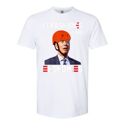 Funny Biden Meme I Crash Bikes And Economies Funny Joe Biden Falling Off Bike Softstyle CVC T-Shirt