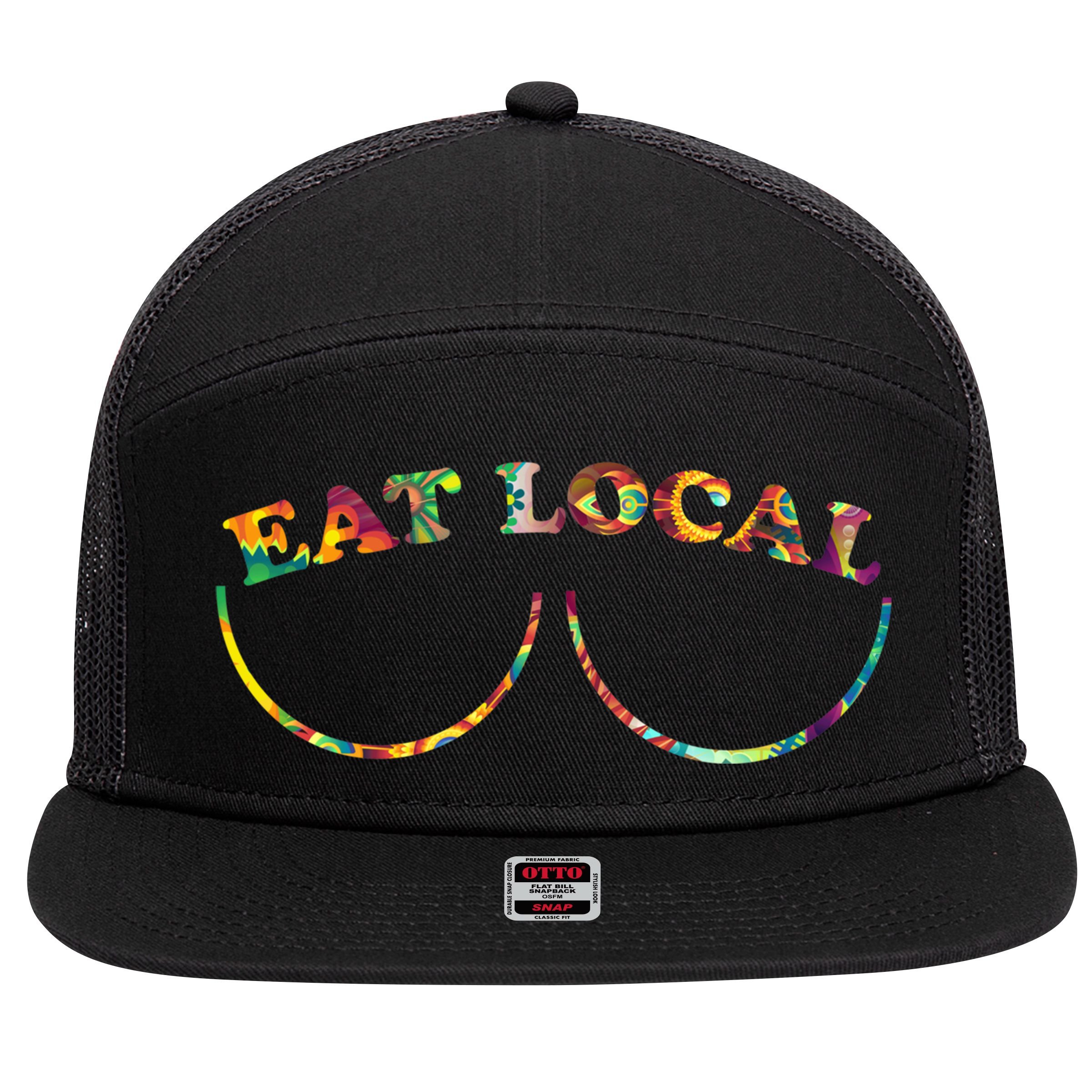 Funny Breastfeeding Meme Mom Eat Local Milk Source Great Gift 7 Panel Mesh Trucker Snapback Hat