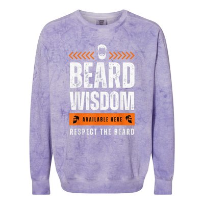 Funny Beard Man Gift Tee Beard Wisdom Available Here Colorblast Crewneck Sweatshirt