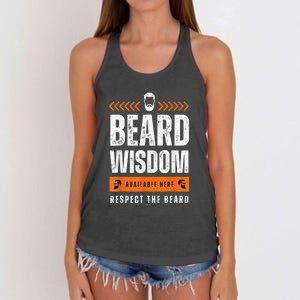 Funny Beard Man Gift Tee Beard Wisdom Available Here Women's Knotted Racerback Tank