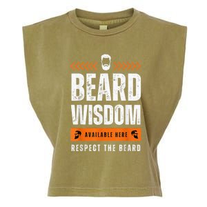 Funny Beard Man Gift Tee Beard Wisdom Available Here Garment-Dyed Women's Muscle Tee