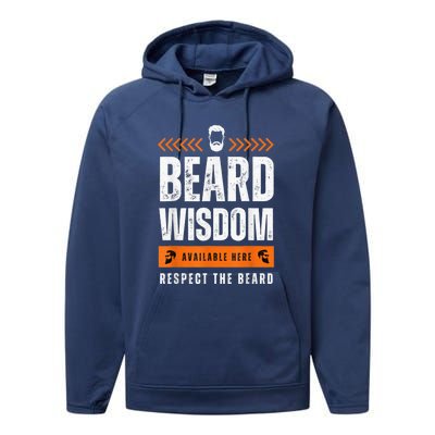 Funny Beard Man Gift Tee Beard Wisdom Available Here Performance Fleece Hoodie