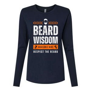 Funny Beard Man Gift Tee Beard Wisdom Available Here Womens Cotton Relaxed Long Sleeve T-Shirt