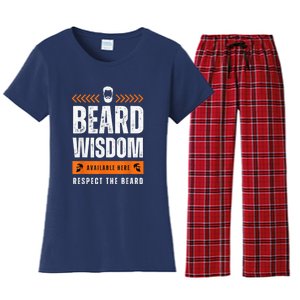 Funny Beard Man Gift Tee Beard Wisdom Available Here Women's Flannel Pajama Set