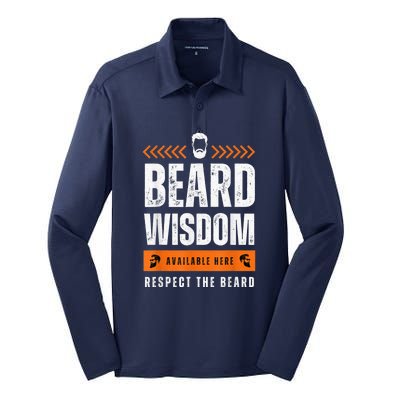 Funny Beard Man Gift Tee Beard Wisdom Available Here Silk Touch Performance Long Sleeve Polo