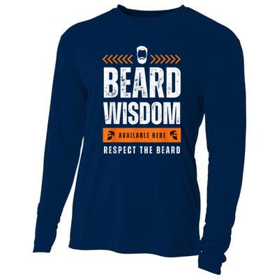 Funny Beard Man Gift Tee Beard Wisdom Available Here Cooling Performance Long Sleeve Crew