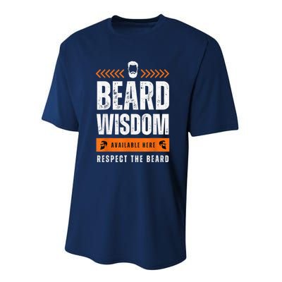 Funny Beard Man Gift Tee Beard Wisdom Available Here Performance Sprint T-Shirt