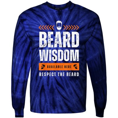 Funny Beard Man Gift Tee Beard Wisdom Available Here Tie-Dye Long Sleeve Shirt