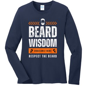 Funny Beard Man Gift Tee Beard Wisdom Available Here Ladies Long Sleeve Shirt