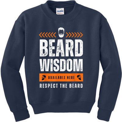 Funny Beard Man Gift Tee Beard Wisdom Available Here Kids Sweatshirt