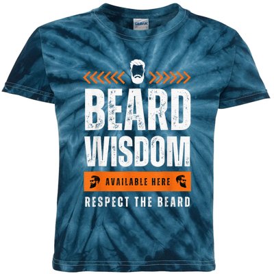 Funny Beard Man Gift Tee Beard Wisdom Available Here Kids Tie-Dye T-Shirt